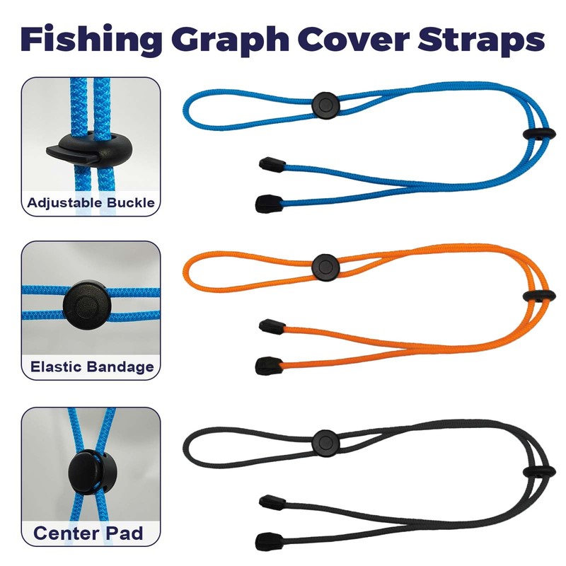 3 Pack Adjustable Fishing Graph Cover Straps,Fish Finder Bungee Strap