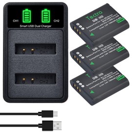 Tectra 3-Pack DB-110 Battery and LED Dual Charger for Ricoh GR III, GR IIIx, Theta X, WG-6, G900, G900 II, G900SE II Digital Cameras as LI-92B/LI-90B