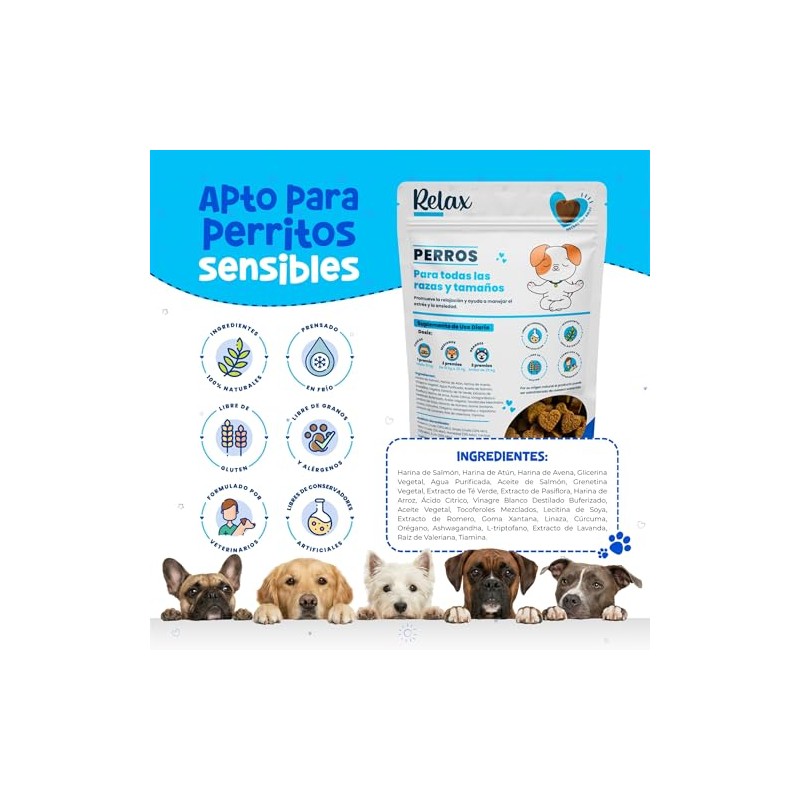 Waggys Relax, Relajante Natural para Estrés y Ansiedad en Perros,