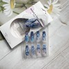 24Pcs Spring Press on Nails Medium Blue Gradient Fake Nails