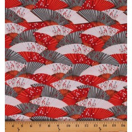Wilmington Prints Cotton Hanami Falls Oriental Packed Fans Floral Fabric Print by Yard D472.12