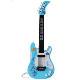 Multifunctional Kids Bass Guitar Toy Children Light Musical Instrument Toy Blue