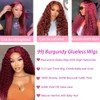 Wighottie 99j Burgundy Deep Wave Lace Front Wigs Human Hair