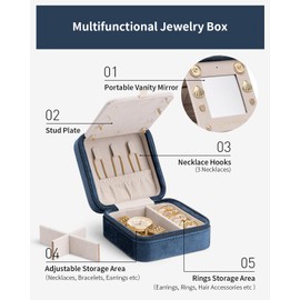 Vlando Travel Jewelry Organizer for Women, Travel Jewelry Organizer, Necklace Organizer Earrings Ring Organizer, Jewelry Travel, Travel Gifts for Women Travel Essentials - Letter Q, Periwinkle Blue