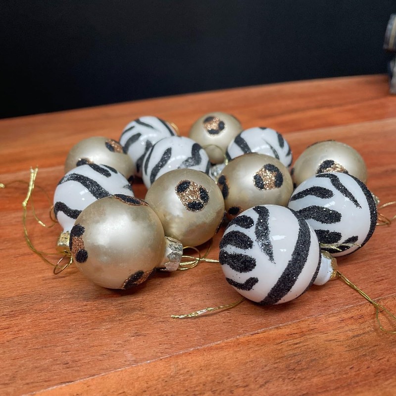 Sass & Belle Leopard & Zebra Mini Baubles - Set