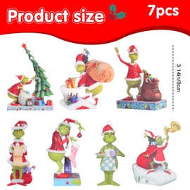 Pack of 7 Christmas Decoration Funny Christmas Tree Hanging Ornament 2D Acrylic Figure Tree Decoration with String Pendant Gift Tags for Party Window Indoor and Outdoor Use