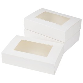 KEYIDO 20 Pack Cookie Boxes with Window, 8.5”×5.5”×2” Sweet Boxes Empty Gift Packing Boxes, White Cardboard Bakery Boxes for Muffins Pastry Cupcake Candy Pie Party Favours