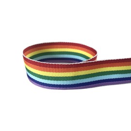 (1cm -25 Yard, Rainbow) - QIANF 1cm Rainbow Striped Grosgrain Ribbon - 25 Yards(Multiple Widths & Colours Available)