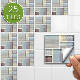 Alwayspon 25 Pcs Self-Adhesive Tile Transfer for Home Decor, Peel and Stick Tile Decal, Water-Proof Backsplash Wall Tile Sticker for Kitchen Bathroom, 6x6inch