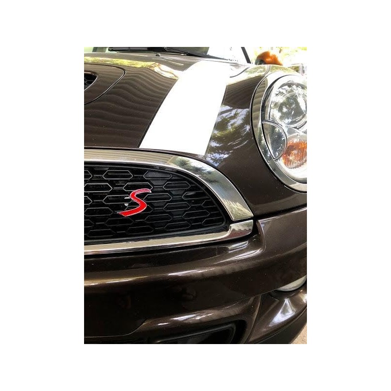 Metal Red S Lettering Front Grille Grill Chrome w/Mount Emblem