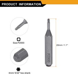 sourcing map 3pcs PZ000 Screwdriver Bit 5/32" Hex Shank 28mm Length Magnetic Phillips Slotted Hex Bits S2 Steel Screw Driver Bit for Electric Manual Screwdrivers Precision Repair