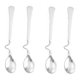 LATRAT Set of 4 stainless steel spoons with curved, curved handle, coffee spoon, honey spoon, coffee spoon, stainless steel teaspoon, jam spoon, teaspoon, dessert scoops