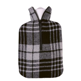 Hugo Frosch Classic Hot Water Bottle 1.8 L Flannel Cover Grey/Black