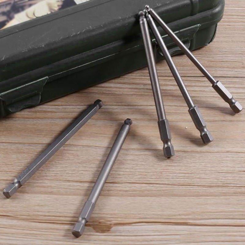 Bestgle 5pcs 100mm Ball End Hexagon Head Long Magnetic Screwdriver