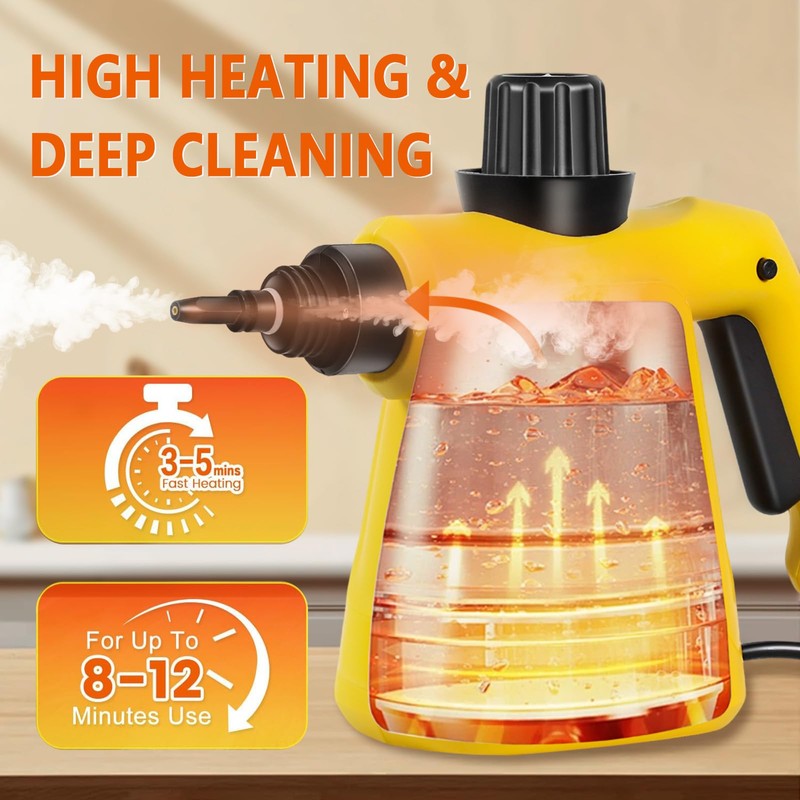 Pressurized Steam Cleaner, Handheld Multi-Surface Steamer with 11 Accessories &