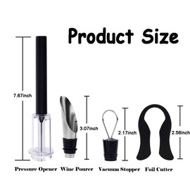 Wine Bottle Opener Wine Corkscrew Cork Remover Air Pressure Pump + Foil Cutter + Wine Bottle Stopper + Wine Pourer (Opener)