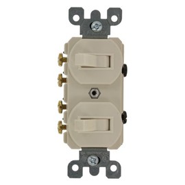 Leviton 15 Amp, 120/277 Volt, Duplex Style Two 3-Way Combination Switch, Commercial Grade, 5243-T, Light Almond