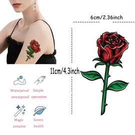 Rose Tattoo Stickers 8 Sheets Waterproof Rose Tattoo Stickers Rose Flowers Temporary Tattoos for Women Children Girls Arm Neck Face Back Shoulders Legs