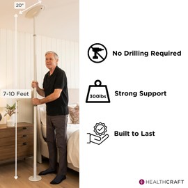 HEALTHCRAFT uPole, 7-10 Feet Security Pole for Seniors, Floor to Ceiling Grab Bar (Tension Mounted), Toilet Safety Grab Handle for Elderly, Bedroom Support Rail (300 Lb. Capacity)