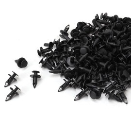 POPSTORE Set of 120 8mm Push-Type Automotive Clips Universal Plastic Rivets Fasteners Screw Hole Car Bumper Fender Rivet Black Fastener Clips