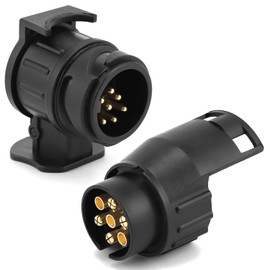 QWORK® 13 Pin to 7 Pin and 7 Pin to 13 Pin Towing Adaptor, 12V Waterproof Trailer Socket Converter Connector for Caravans Trailers
