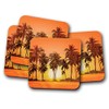 4 Set - Beautiful Orange Sunset Cork Backed Drinks Coaster