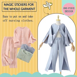 Siomlana Childrens Care Clothes,Bedridden Patient Clothing,Disability Suit with Full Opening on Both Sides,Post-Fracture Nursing Aid,Kids Patient Set Suitable for Boys and Girls(Blue,140)