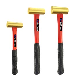 C&T 3-Piece Hammer Set, Jacketed Fiberglass Solid Brass Non-Sparking Hammers, 16, 24, 32oz, Non-Marring