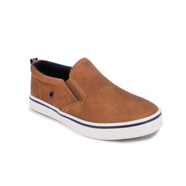 Nautica Kid's Slip-On Casual Shoe Athletic Sneaker Youth- Akeley Boy Girl Big Kid-Little Kid-Akeley-Tan Smooth-Size 5