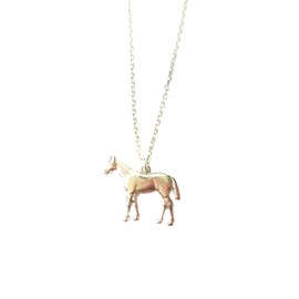 Glowybox Horse Pendant Necklace Rhodium-Plated 45 cm Long with Horse and Lobster Clasp, Metal
