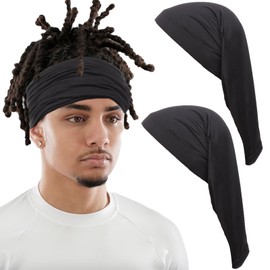 2 Pieces Dreadlock Cap Tube Locs Cap Long Braid Cap Night Cap Elastic Dreadlock Tube Sock for Full Cover Hair Stretchy Unisex Headbands (Black)