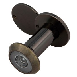 Amig Super-Wide Angle Brass Door Viewer | Easy Install, Scratch-Resistant, Enhanced Security for Homes | Leather, Ø14mm, Door Thickness 35-60mm