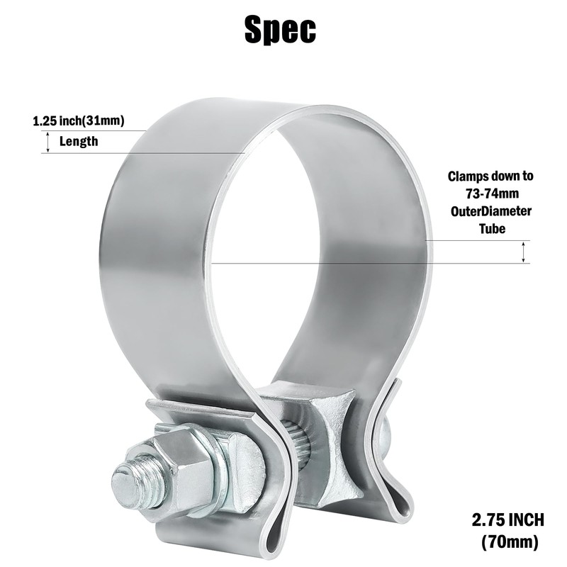 Vitonsbay 2.75 Inch Exhaust Clamp,2 3/4 Narrow Exhaust Band Clamp