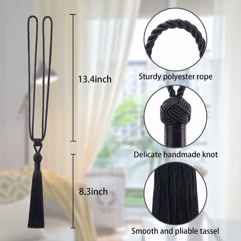 Pretty Jolly 2 Pack Long Tassel Curtain Tiebacks Handmade Braided