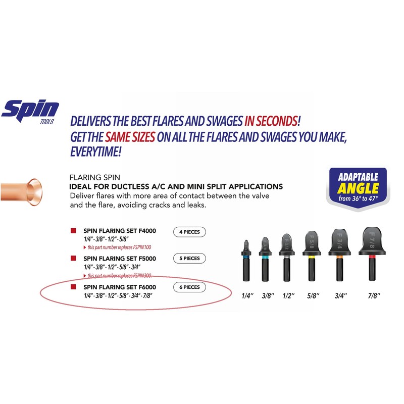 SPIN F6000 6-Piece Drill Bit Flaring Set 1/4, 3/8, 1/2,