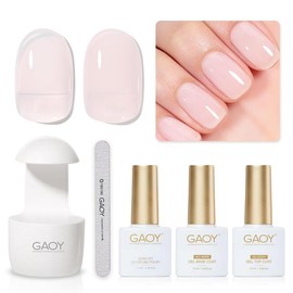 GAOY 3 Pcs Gel Nail Polish Kit with Mini UV Light, Include Milky Pink Sheer Gel Polish, Base Coat and Top Coat, Gel Manicure Kit for Nail Art DIY - Color: Classic White