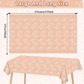 gisgfim 3Pcs Western Bandana Tablecloth Party Decorations Pink Paisley Plastic Table Cover Disposable Farm Cowboy Cowgirl Tablecloth for Rodeo Wild West Cactus Birthday Party Supplies Favors