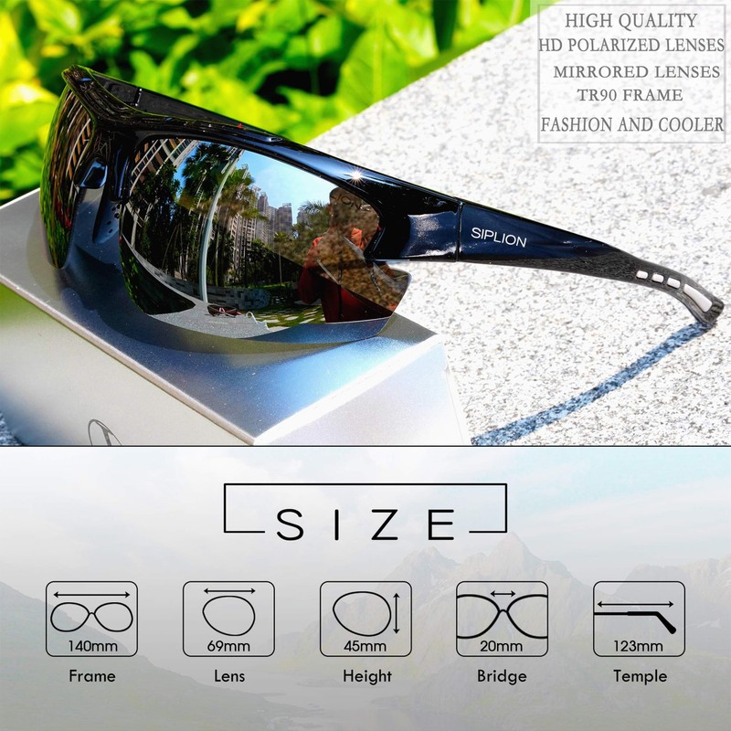 Siplion Men’s Sunglasses, UV400 Protection, Polarised Super Lightweight Frame -