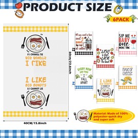 Redbaker 6 Pcs Funny Kitchen Towels Cute Dish Towel Kitchen Wacky Hand Towels Decorative Tea Towels with Sayings for Absorbent Wacky Kitchen Decor with Hanging Loop for Bathroom Home Housewarming Gift