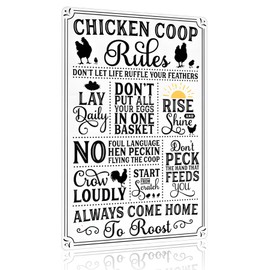 Funny Chicken Gifts Chicken Coop Rules Tin Sign for Home Farm Chicken Coop Farmhouse Kitchen Garden Decor 8 X 12 Inch (‌3720)