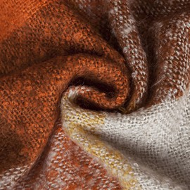 CozzyLife Home Decorations Super Soft Vintage Fluffy Plaid Throw Blanket-100% Acrylic Cashmere-Like- Bedspread Picnic Tailgate Stadium RV Camping Blanket Throw with Fringe,50" W x 67" L (Orange)