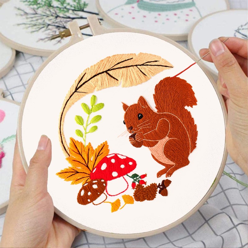 Louise Maelys 3 Set Animal Embroidery Kits for Beginners with