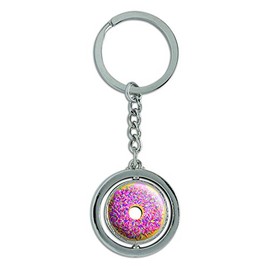GRAPHICS & MORE Pink Donut Sprinkles Spinning Round Metal Key Chain Keychain Ring