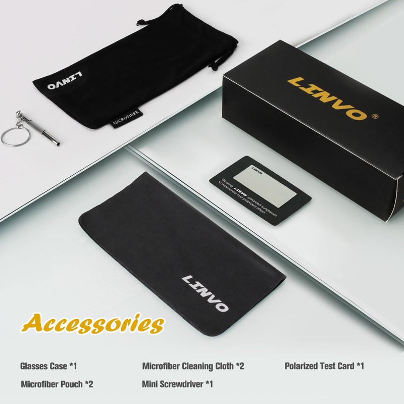 LINVO Polarised Sunglasses for Men and Women,Retro Dark Shades 100%