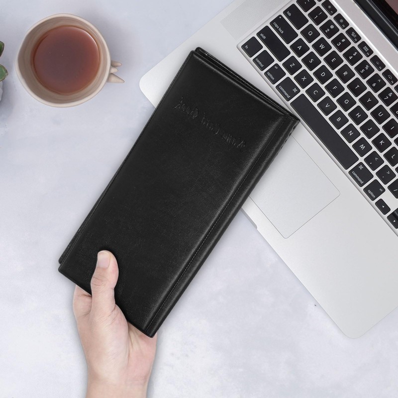 ChauLanBow Business Card Folder, Business Card Storage, Black Business Card