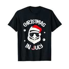 Santa Face Xmas Hat Funny Christmas In July T-Shirt