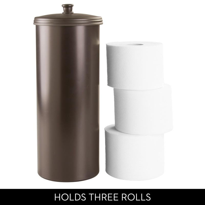 iDesign Freestanding Bathroom Toilet Paper Storage Holder with Lid for