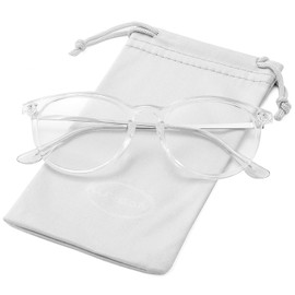 Kursan Non Prescription Clear Lens Fake Glasses for Women Men Retro Round Plastic Frame Eyeglasses (Transparent)