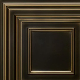 From Plain To Beautiful In Hours 222 Schoolhouse PVC 2' x 4' Lay-in or Glue-up Ceiling Tile (Covers / 80 sq.ft), Antique Brass, 10 Piece