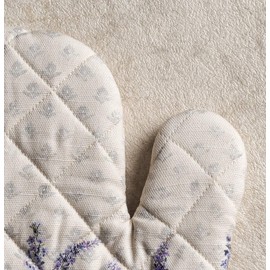 Maison d' Hermine Oven Mitts + Pot Holders 100% Cotton Heat Resistant Oven Mitt (7.5"x13") & Pot Holder (8"x8") Cooking BBQ Baking Grilling, Fanny Lavender - Spring/Summer